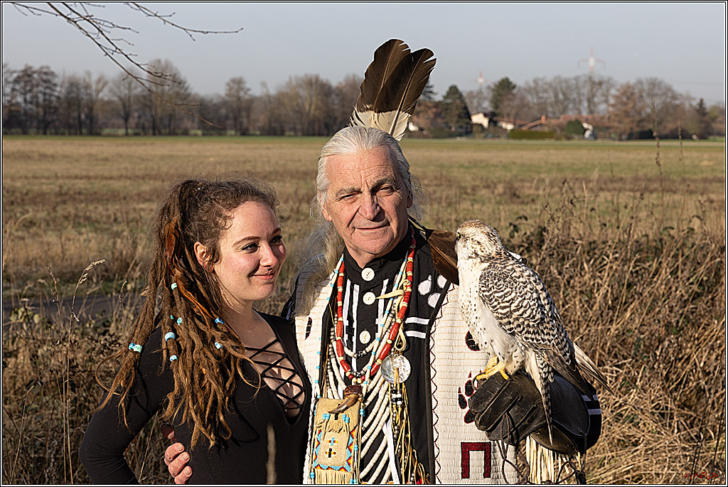 Cheyenne-Halbblut Hunting Wolf in der Falknerei Pierre Schmidt; Gymnich, 09.02.2023